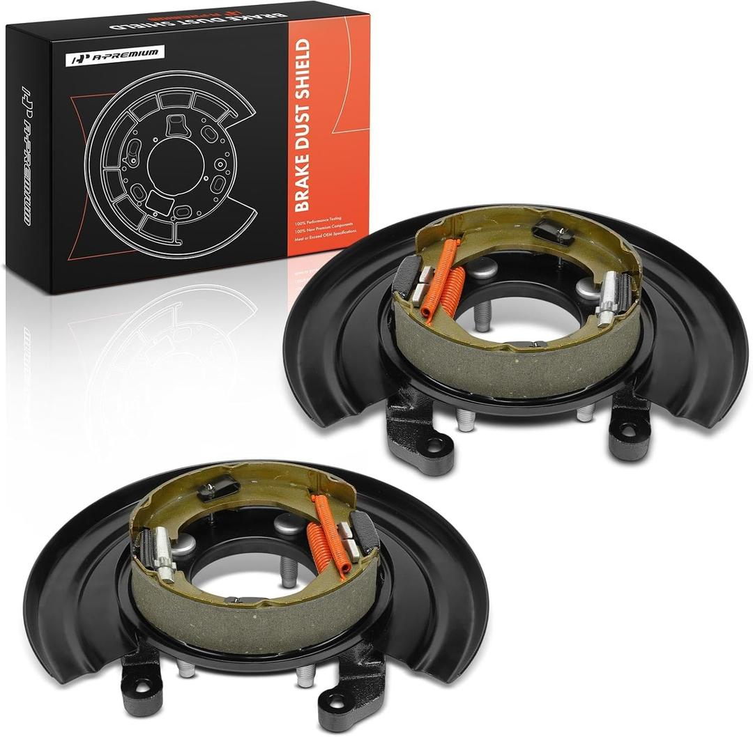 A-Premium Rear Driver and Passenger Loaded Parking Brake Backing Plate Assembly Compatible with Ford Models - F-250 F250 1999, F-250 Super Duty/F-350 Super Duty 1999-2004, 2-PC Set