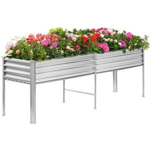 Land Guard Galvanized Raised Garden Bed with Legs, 962432in Raised Garden Beds Outdoor with Drainage Holes, Planter Boxes Outdoor for Backyard, Patio, Balcony, 800lb Capacity, Silver