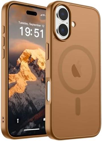 SUPFINE Magnetic for iPhone 17 Case (Compatible with MagSafe)(Military Grade Drop Protection) Translucent Matte Shockproof with Anti-Fingerprint Phone Cover 2025,Brown