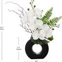 Briful Orchid Fake Flowers 16.1'' White Artificial Orchid Silk Flowers in Black Pot Faux Orchid Arrangement for Home Office Desk Modern Decoration