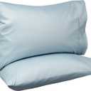 Amazon Basics 400 Thread Count 100% Cotton Pillowcases, Soft, Sateen Weave, Wrinkle Resistant, Standard Size, 20" x 30", Smoke Blue, Set of 2