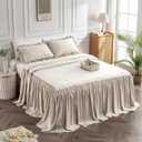 Bonlino Home Bedding Bedspread Set Quilt - Farmhouse Bedspread Summer Coverlet Bed Spreads, Lightweight Quilt Chic Vintage Bedding Ruffle Skirt Bedroom Rustic with 2 Pillow Shams (Queen, Wheat Yellow), size 60×80+30