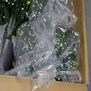 GOFLAME Set of 2 Artificial Boxwood Topiary Ball Trees, 21.5" Faux Bushes Potted Plants with PE Leaves and White Flowers, Cement Filled Base, Fake Evergreen Shrubs for Home, Office, Porch Decoration