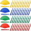 Wenqik 80 Pcs Folding Hand Fans Bulk Silk Fabric Foldable,Multicolor