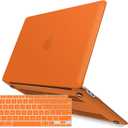 IBENZER Compatible with New MacBook Air 13 inch Case 2022 2021 2020 M1 A2337 A2179 A1932, Plastic Hard Shell Case with Keyboard Cover for Mac Retina Display with Touch ID, Orange, MMA-T13OR+1