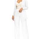 PINSV Women's High Waisted Stretchy Bootcut Pull On Dress Pants Casual Work Pants Pure White, Medium