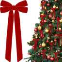 12Pcs Red Velvet Ribbon Bows Christmas Tree Decorations,5in x 10in Xmas Ornaments for Tree Home Party Front Door Wreath Holiday Decor