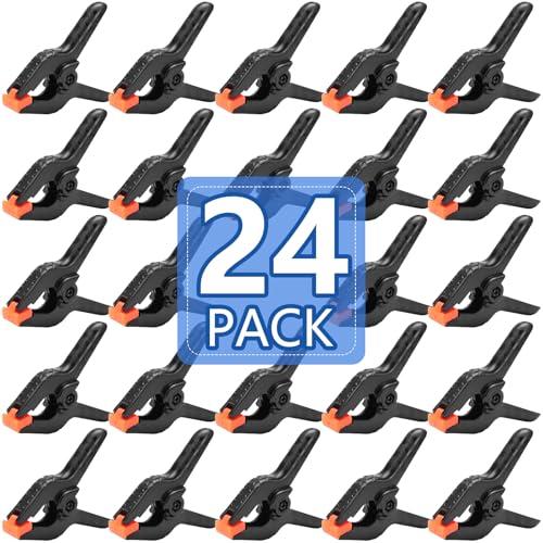 24 Pack 3.5 inch Plastic Spring Clamps, Black Heavy Duty Clips, Backdrop Clips, Plastic Clamps for Crafts, Backdrop Stand, Woodworking, Photography