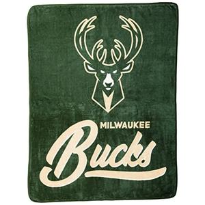 Northwest NBA Milwaukee Bucks Unisex-Adult Raschel Throw Blanket, 50" x 60", Signature