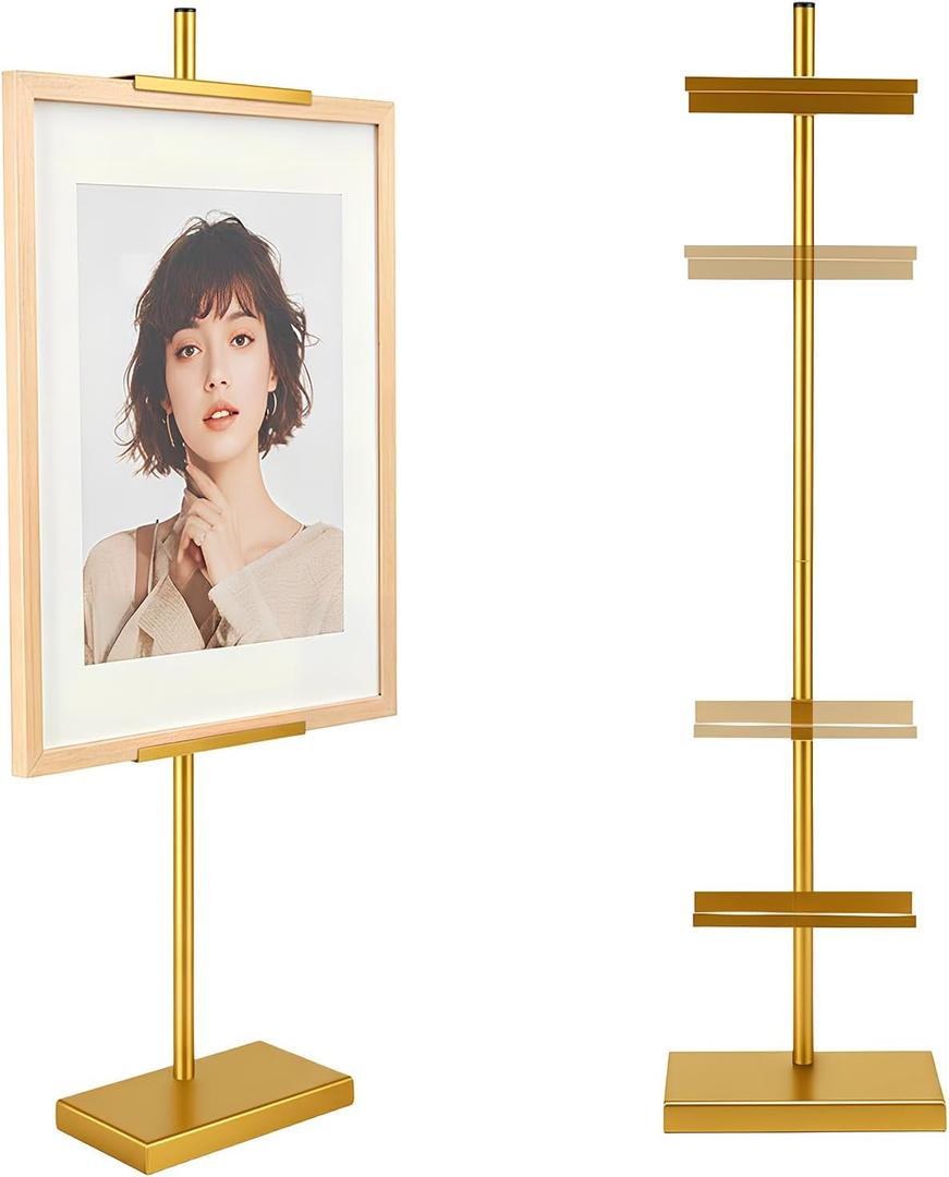 Adjustable Tabletop Easel Stand, Picture Easels for Display Up to 28" H, Metal Picture Frame Holder Stand for Art Photo, Tabletop Art Easel Stand, Gold