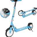 MEE GOO Scooter with Disc Brake & Dual Shock Absorbers,200mm PU Wheels ABEC-7 Bearings,Foldable Scooter for Teen&Adult,Non-Slip Deck,Kick Scooter (BLUE)