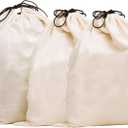 MISSLO Set of 3 Cotton Breathable Dust-Proof Drawstring Storage Pouch Bag, (Pack 3 XL)