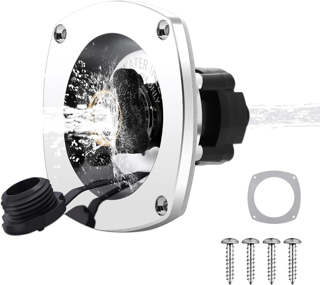 RV Water Inlet with Regulator, Built-in Check Valve & Pressure Control, 3/4" GHT Inlet & 1/2" NPT Outlet, Wall Mounted City Water Inlet for RVs, Campers, Trailers & Marine