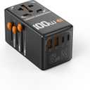 TESSAN Universal Travel Adapter, 100W GaN International Power Adaptor with 4 USB Ports (2 USB C), Worldwide Plug Adapter for US to EU Europe UK AUS France Italy Spain Ireland(Type C G A I), Black