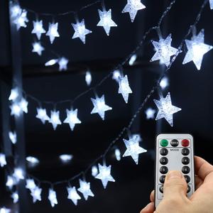 Led Star String Lights,Outdoor Battery Operated String Lights White Fairy Lights,16.4 Feet 50 LED Waterproof Christmas Tree Lights for Indoor Wedding Halloween Camping Umbrella Birthday Party