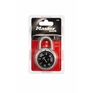 Master Lock 1500D Combination Padlock, 19 mm, Black Dial, Preset Combination Locker Lock, 3/4 in