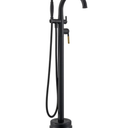 Freestanding Bathtub Faucet Black & Rose Gold Tub Filler High Flow 6.65GPM@60PSI Floor Mount Tub Faucets with Vintage Hand Shower