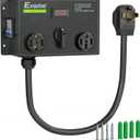 Exqutoo Manual Splitter Switch, NEMA14-30P to 14-30R &14-50R Knob Selection Charging Switch with Breaker, Ideal for EVs, Ovens, Dishwashers, 120/240VAC