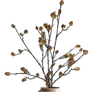 3Pcs Faux Berry Stems for Tall Vases, 35.4 Inch Bendable Brown Branches with Frosted Effect - Faux Branches Artificial Chinese Lantern Stems for Farmhouse Home Office Decor