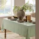 Linen Tablecloth for Rectangle Table 52x70 Inch Green, Farmhouse Style Sage Green Tablecloth, Water Resistant Burlap Tablecloths for Dining Table Farmhouse Kitchen