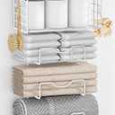 Towel Racks for Bathroom,Towel Rack Wall Mounted, 6 Tier Rolled Or Folded Towel Holder with Floating Shelves, Bathroom Towel Holder for Bath, Hand Towels,Metal,Full White