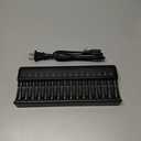 BONAI AA AAA Battery Charger 16 Bay for NiMH Rechargeable Batteries Independent Control with LED Light and Standard American AC Charging Plug, Battery not Included - Black