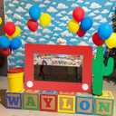 Cartoon Story Birthday Party Decoration Large Photo Booth Props Decor 24'' x 16'' Red Picture Frame Backdrop Birthday Photo Frame for Friend School Classroom Party Supplies Favors