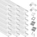 hunhun 20-Pack 6.6ft/2Meter U Shape White LED Aluminum Channel System with Milky Cover, End Caps and Mounting Clips, Aluminum Channel Profile for LED Strip Light Diffuser Installations (20pack*6.6ft)