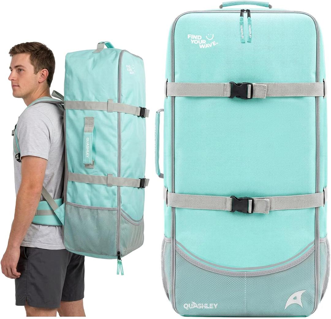 Quashley Portable Paddle Board Backpack Carry Bag, Stand Up Paddleboard SUP Storage & Travel Bag for Inflatable Paddle Boards - Compact Carrying Case 108L