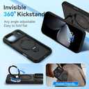 DUEDUE for iPhone 17 Pro Max Case with 360Spin Magnetic Stand[Compatible with MagSafe][Rotatable Ring Holder], Translucent Cover Slim Protection Cases for iPhone 17 Pro Max 6.9", Black