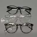 Przene 3 Pack Blue Light Blocking Glasses Women/Men,Retro Round Computer Glasses Anti Eye Strain/UV/Glare, Gaming Glasses. (Black/Crystal/Transparent Amber)