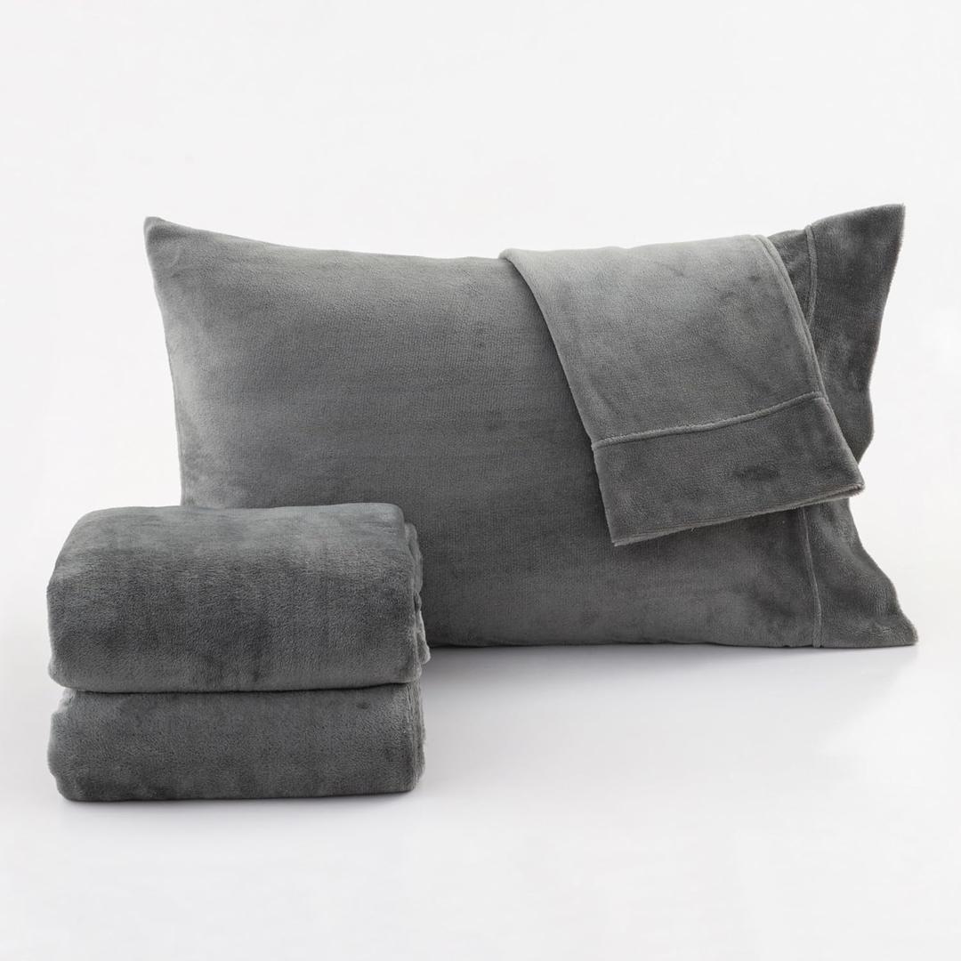 Great Bay Home 4-Piece Velvet Plush Micro Fleece King Size Sheet Set - Deluxe Microplush Non-Pilling Bed Sheets- Lavish Sherpa Winter Bedding Set (Blush Pink)