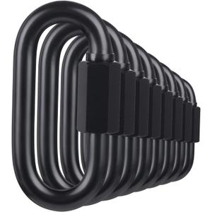 BEWISHOME D Shape Locking Carabiner, Black Quick Links Chain Links, Heavy Duty Durable Chain Connector,Black HDK03 (Black 8 PCS)
