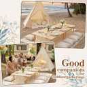71x87'' Huge Teepee Tent with 91x71'' Extra Large Outdoor Boho Picnic Blanket Table Runner 6 Napkins Woven Cotton Yarn Oversized Beach Blanket Camp Wedding(White)