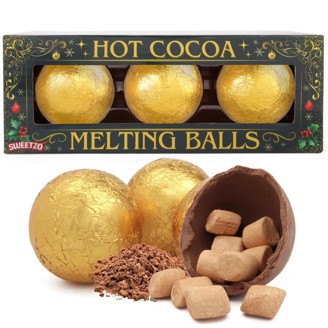 Hot Cocoa Melting Balls with Mini Marshmallows, Creamy Milk Chocolate Melts, Individually Wrapped, 3 Count