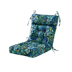 ARTPLAN Outdoor Chair Cushion,Adirondack Rocking High Back Tufted Thick Wicker Cushion with Ties for Patio Furniture,44"x21"x4",1 Count,Floral (2 Pack)