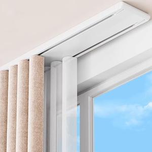 KUZRZNH Double Row Ceiling Curtain Track System, White, 7.9ft (2.4m)