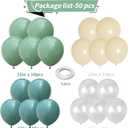 Sage Green and White Balloons, Neutral Dusty Olive Green White Beige Cream Clear Latex Balloon Baby Shower Balloon for Boho Bridal Shower Bachelorette Wedding Woodland Wild One Birthday Party Decor