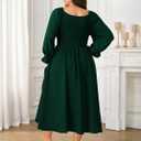 SCOMCHIC Women's Plus Size Wedding Guest Cocktail Dresses Fall Sweetheart Neckline Long Sleeve A Line Formal Maxi Dress (Green, XXXL)