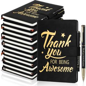 Qilery 28 Pcs Team Appreciation Gifts Bulk Employee Thank You Gift A5 Leather Journal Notebook with Ballpoint Pen for Christmas Student Teacher Volunteer Management (Awesome)