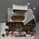 MOMENTS IN TIME Light Up Sugar Shack Christmas Village House Hand-Painted Polyresin Cabin Scene with Horse & Dog, Winter Holiday Dcor, Battery Operated Warm LED Lights