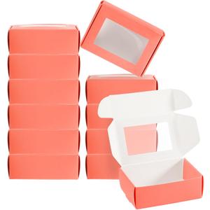 PATIKIL 3.3x2.4x1.2 Paper Soap Box with Window, 40 Pack Homemade Soap Boxes Rectangle Presents Packaging Boxes for Birthday Christmas DIY Craft, Pink