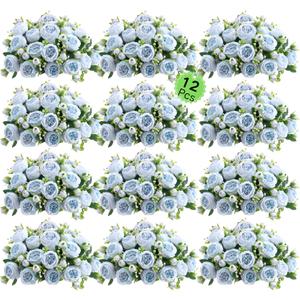 ASTRYAS 12Pcs Blue Artificial Flowers, Fake Peonies Silk Peony Faux Flowers for Decoration DIY Bridal Bouquet Centerpiece Table Wedding Party Home Decor Floral Arrangement(Blue)