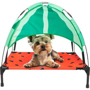 BigMouth Inc Elevated Canopy Bed for Dogs, Raised Outdoor or Indoor Pet Cot - Watermelon, Small Size