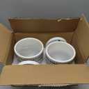 5.8 Inch Boho Plant Pots Indoor - Artisanal Succulent Pots with Drainage Holes and Saucer, Cement Pots for Indoor Plants, Flower Pot with Rubber Pot Feet, Set of 2, Black Lines and Cream White