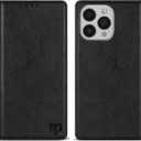 ZZXX for iPhone 13 Pro Wallet Case with [RFID Blocking] Card Slot Stand Strong Magnetic Leather Flip Fold Protective Phone Case for iPhone 13 Pro Case Wallet(Black-6.1 inch)