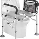 Raised Toilet Seat 400lbs, Toilet Seat Risers for Seniors, Handicap Elevated Toilet Seat with Handles & Padded Seat, Commode Chair with Adjustable Height, for Elderly, Pregnant, Fit Any Toilet