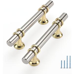 Rergy 10 Pack Brushed Nickel Cabinet Pulls Kitchen Cabinet Handles, 3inch Cabinet Pullls Brushed Nickel&Gold Kitchen Pulls Cabinet Handles Zinc Alloy Hardware for Cupboard,Closet,Cabinets (Hole Center: 3in(76mm))