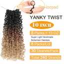 Aksice 10 Inch 8 Packs Yanky Twist Crochet Hair for Women Pre-looped Mini Twist Hair Bohemian Passion Twist Crochet Hair Boho Crochet Braids Synthetic (1B/30/27)
