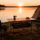 Outdoor Folding Table, 7.93LBS Ultralight Camping Table with Built-in Storage & Carry Bag, 225LBS Heavy Duty Aluminum Tabletop Carbon Steel Frame for Camping, Picnic, Beach, BBQ